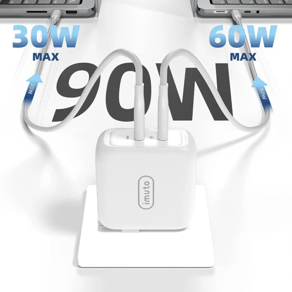 IMUTO 90W GaN Ill Charger for Laptop (White)